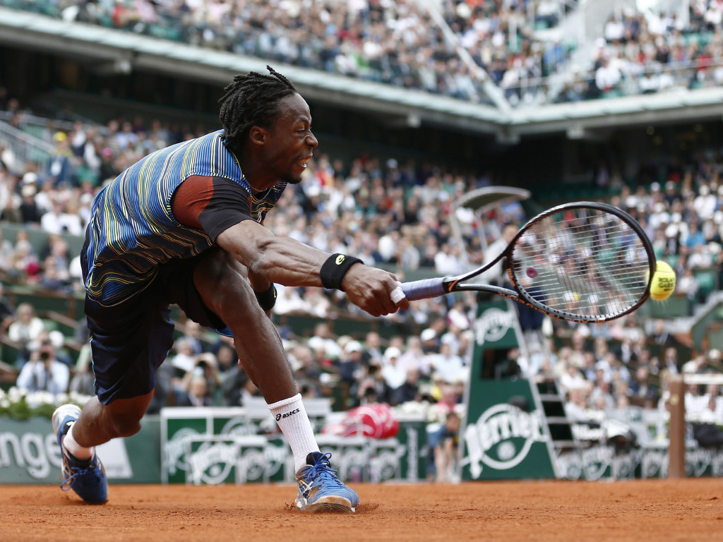 France's Gael Monfils playing tennis