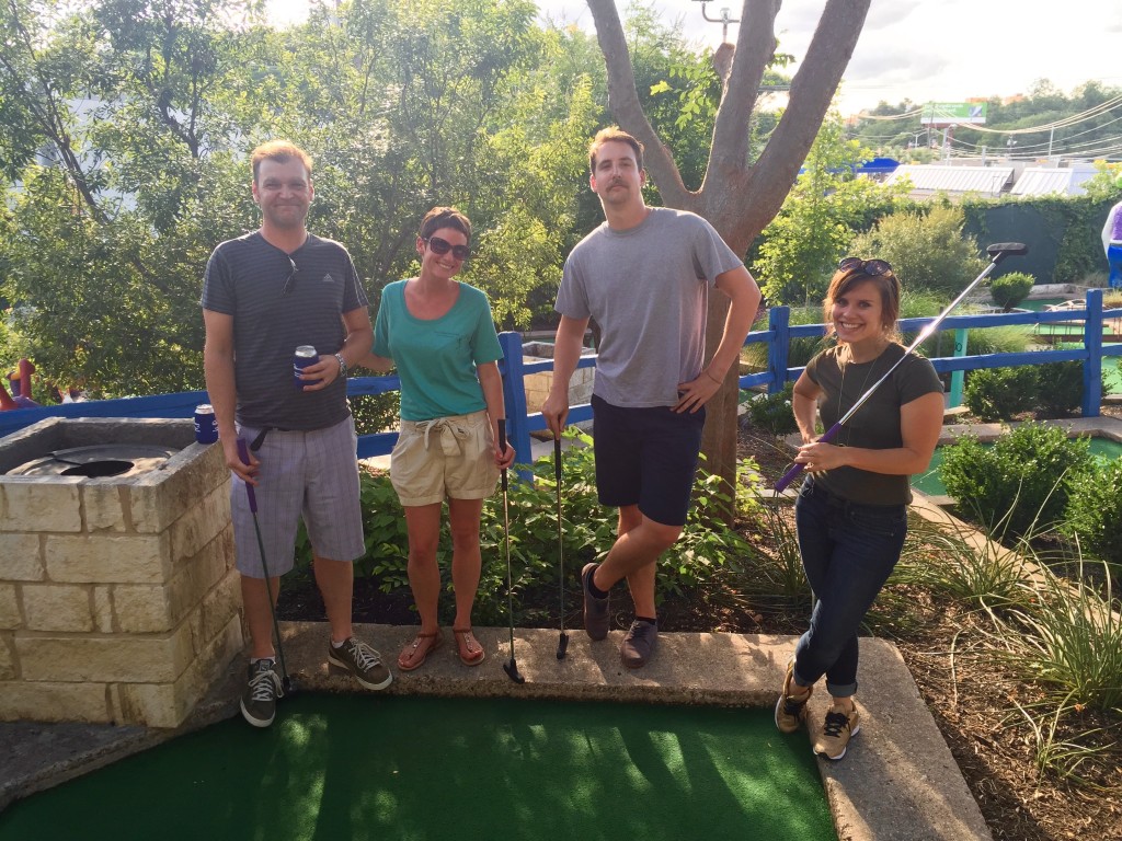 Our newest team members, Neville, Victoria and Lisa, each hit multiple holes in one, but veteran John was not so lucky.